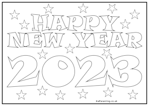 Happy New Year 2023 Colouring Picture